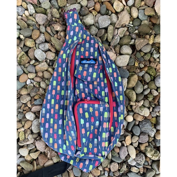 KAVU Rope Sling Bag Popsicle Print Crossbody Shoulder Bag + Wallet - Picture 1 of 9